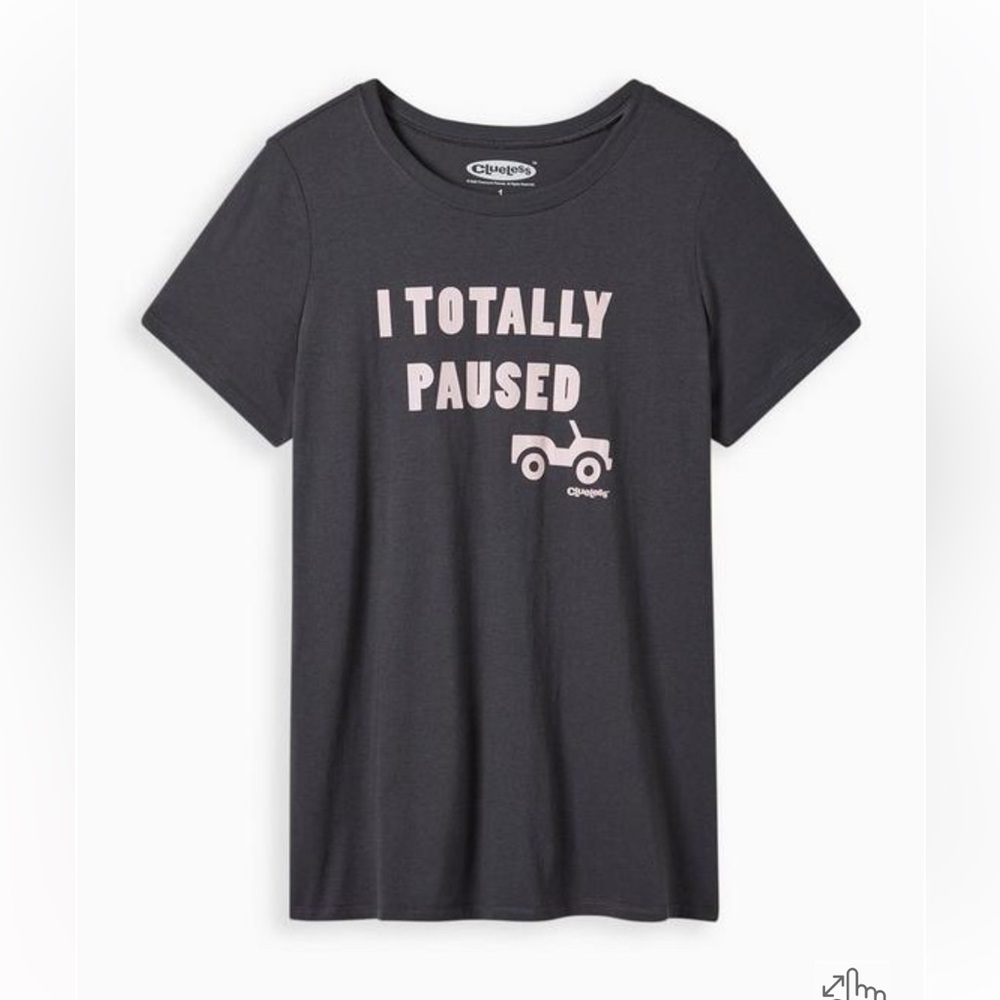 Torrid Vintage Black Clueless Pause Classic Fit Crew Tee